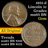 1931-d Lincoln Cent 1c Grades GEM Unc BN (fc)