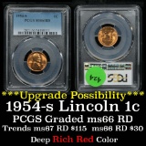 PCGS 1954-s Lincoln Cent 1c Graded ms66RD by PCGS