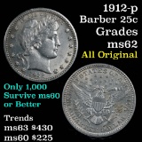 1912-p Barber Quarter 25c Grades Select Unc (fc)