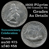 1920 Pilgrim Old Commem Half Dollar 50c Grades AU Details