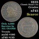 1835 Classic Head half cent 1/2c Grades xf+