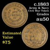 c.1863 Army & Navy F# 224/326 Civil War Token Grades AU, Almost Unc