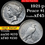 1921-p Peace Dollar $1 Grades xf+