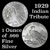 1 ounce .999 fine Silver Round in Indian Gold incuse Tribute Design