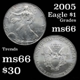 2005 Silver Eagle Dollar $1 Grades GEM+ Unc