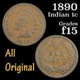1890 Indian Cent 1c Grades f+
