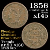 1856 Braided Hair Large Cent 1c Grades xf+