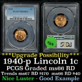PCGS 1940-p Lincoln Cent 1c Graded ms66RD by PCGS