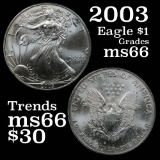 2003 Silver Eagle Dollar $1 Grades GEM+ Unc