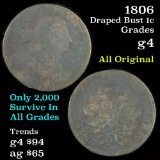 1806 Draped Bust Large Cent 1c Grades g, good