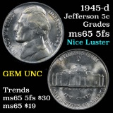 1945-d Jefferson Nickel 5c Grades GEM 5fs