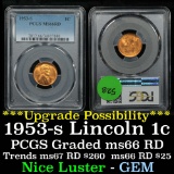 PCGS 1953-s Lincoln Cent 1c Graded ms66RD by PCGS