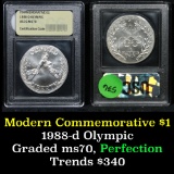 1988-d Olympics Modern Commem Dollar $1 Graded Perfection, Gem++ by USCG