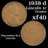 1938-d Lincoln Cent 1c Grades xf