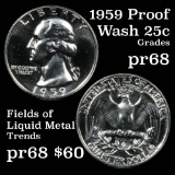 1959 Washington Quarter 25c Grades GEM++ Proof