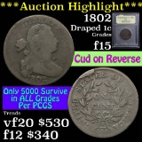 ***Auction Highlight*** 1802 Draped Bust Large Cent 1c Graded f+ by USCG (fc)