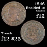 1846 Braided Hair Large Cent 1c Grades f, fine