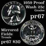 1959 Washington Quarter 25c Grades GEM++ Proof