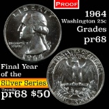 1964 Proof Washington Quarter 25c Grades GEM++ Proof