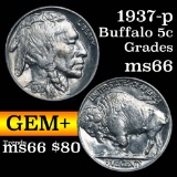 1937-p Buffalo Nickel 5c Grades GEM+ Unc