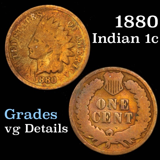 1880 Indian Cent 1c Grades vg details