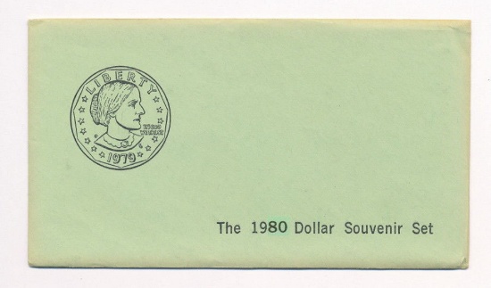 Rare  sealed 1980 Susan B. Anthony Dollar Souvenir Set, including all 3 mints, P, D & S