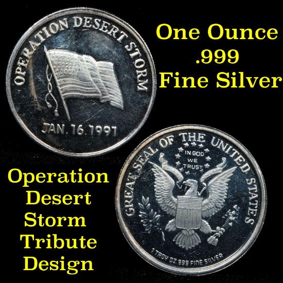 1 ounce .999 fine Silver Round Desert Storm Tribute Design
