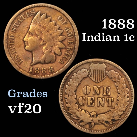 1888 Indian Cent 1c Grades vf, very fine