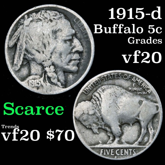 1915-d Buffalo Nickel 5c Grades vf, very fine