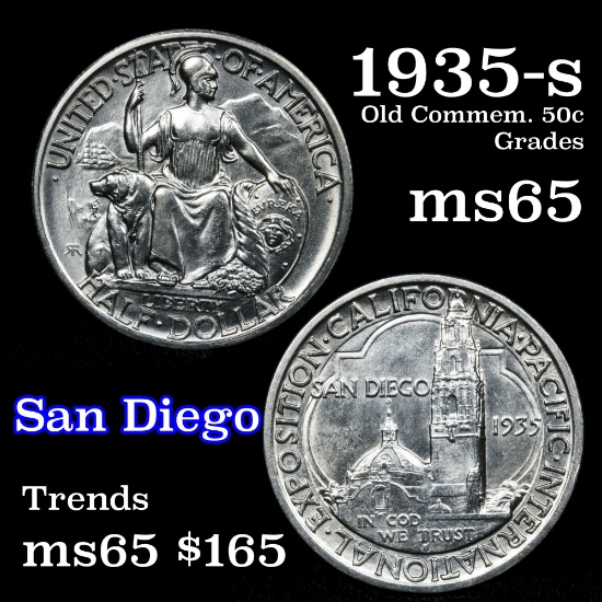 1935-s San Diego Old Commem Half Dollar 50c Grades GEM Unc