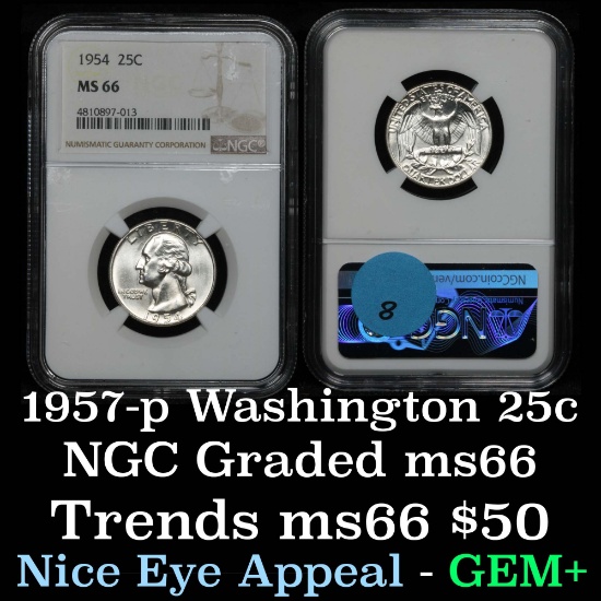 NGC 1957-p Washington Quarter 25c Graded ms66 By NGC