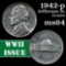 1942-p Jefferson Nickel 5c Grades Choice Unc