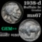 1938-d Buffalo Nickel 5c Grades GEM++ Unc