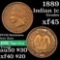 1889 Indian Cent 1c Grades xf+