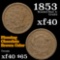 1853 Braided Hair Large Cent 1c Grades xf