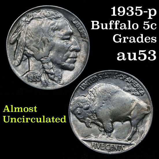 1935-p Buffalo Nickel 5c Grades Select AU