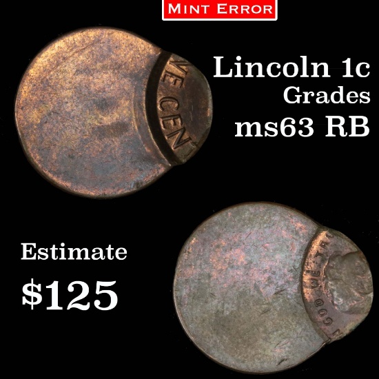 Mint Error Lincoln Cent 1c Grades Select Unc RB