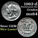 1962-d Washington Quarter 25c Grades Choice Unc