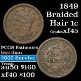 1849 Braided Hair Large Cent 1c Grades xf+