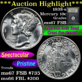 ***Auction Highlight*** 1938-s Mercury Dime 10c Graded GEM++ FSB by USCG (fc)