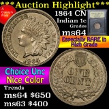 ***Auction Highlight*** 1864 CN Indian Cent 1c Graded Choice Unc by USCG (fc)