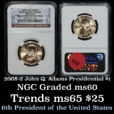 NGC 2008-d John Quincy Adams Presidential dollar $1 Graded ms65 by NGC