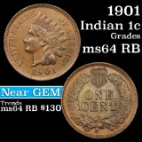 1901 Indian Cent 1c Grades Choice Unc RB