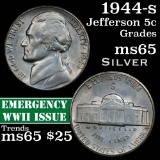 1944-s Jefferson Nickel 5c Grades GEM Unc
