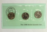 1980 Susan B. Anthony Dollar Souvenir Set, including all 3 mints, P, D & S