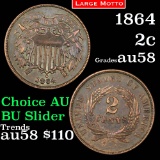 1864 2 Cent Piece 2c Grades Choice AU/BU Slider