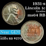 1931-s Lincoln Cent 1c Grades Choice Unc RB (fc)