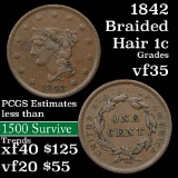 1842 Braided Hair Large Cent 1c Grades vf++