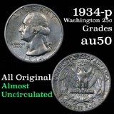 1934-p Washington Quarter 25c Grades AU, Almost Unc