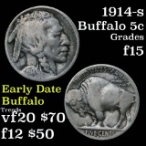 1914-s Buffalo Nickel 5c Grades f+